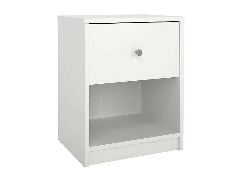 Mesa de noche Kastri, Cómoda baja, Mesilla de noche, Estante de la cama, 38x30 h48 cm, Blanco