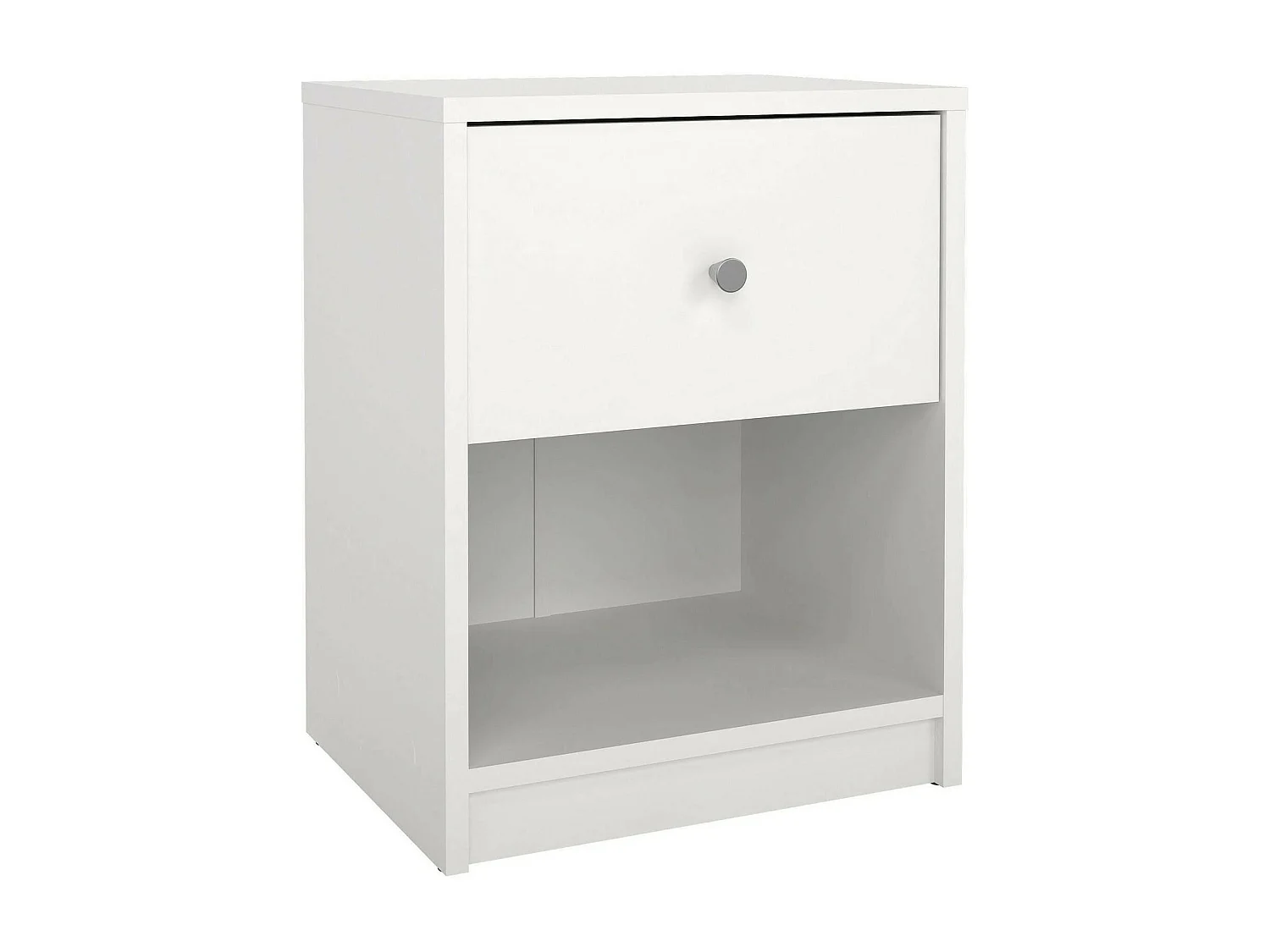 Mesa de noche Kastri, Cómoda baja, Mesilla de noche, Estante de la cama, 38x30 h48 cm, Blanco