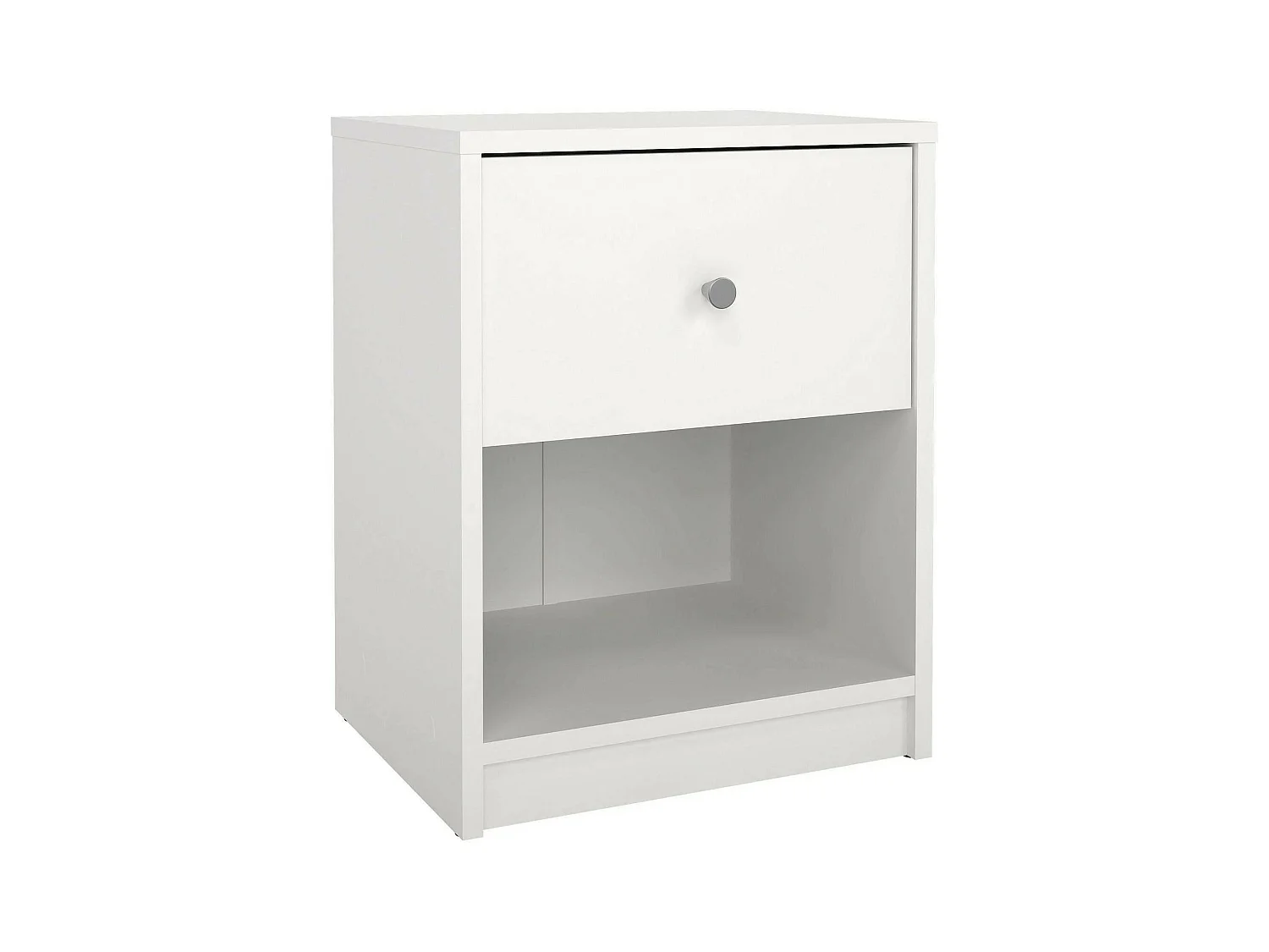 Chevet Kastri, Commode basse, Table de nuit, Étagère de chevet, 38x30 h48 cm, Blanc
