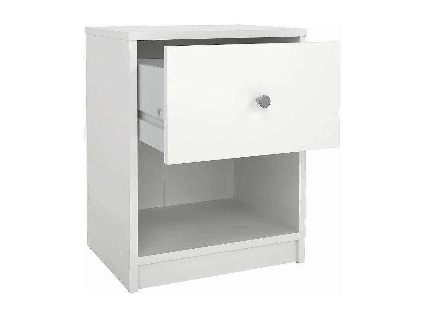 Chevet Kastri, Commode basse, Table de nuit, Étagère de chevet, 38x30 h48 cm, Blanc