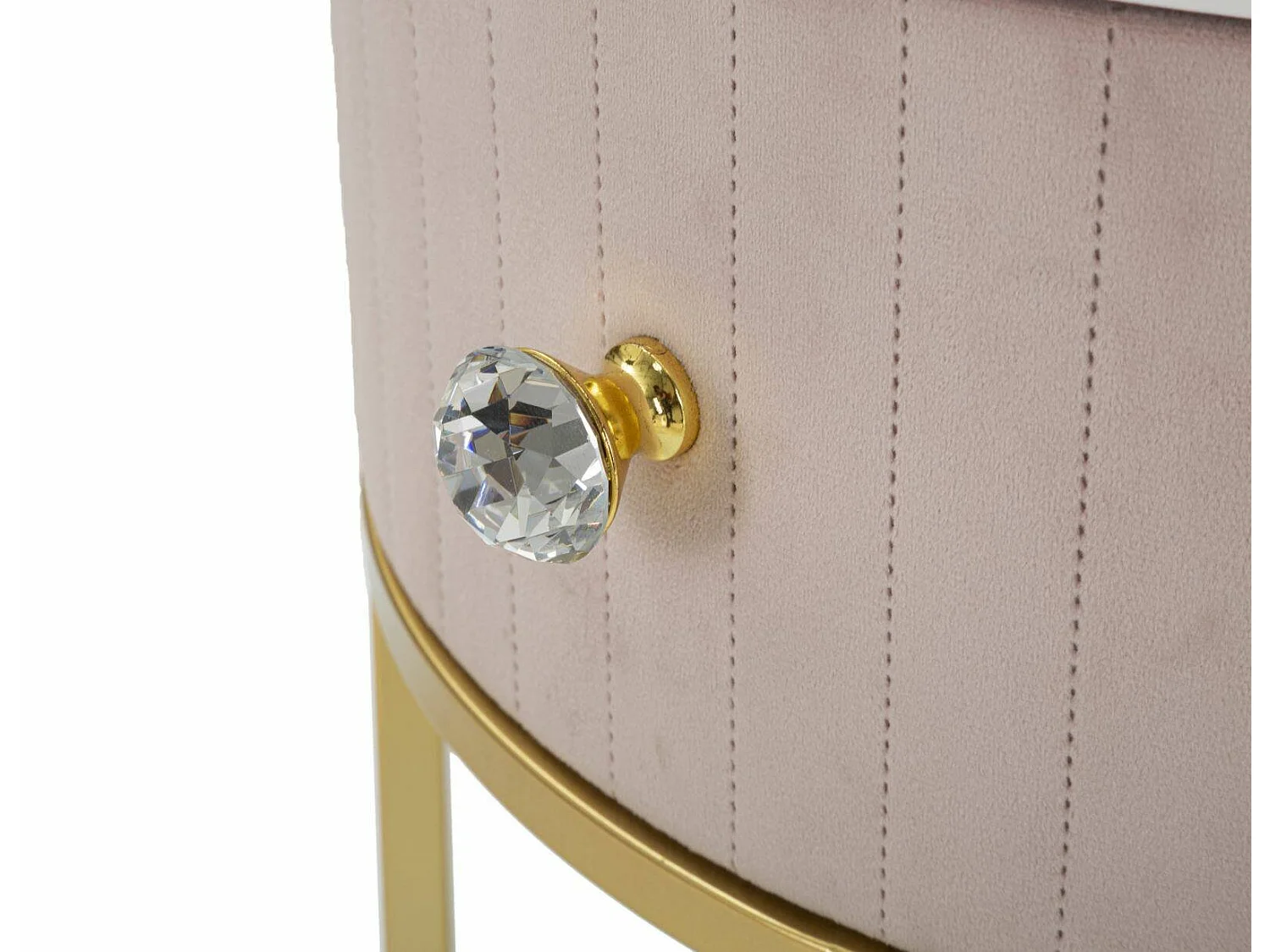 Mesa de cabeceira Gerhard, cómoda baixa, mesa de cabeceira, prateleira de cama, 42x42 h48 cm, rosa e branco