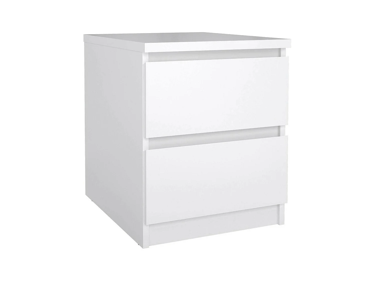 Chevet Daiki, Commode basse, Table de nuit, Étagère de chevet, 50x40 h50 cm, Blanc brillant