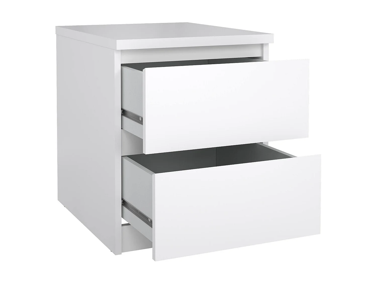 Chevet Daiki, Commode basse, Table de nuit, Étagère de chevet, 50x40 h50 cm, Blanc brillant