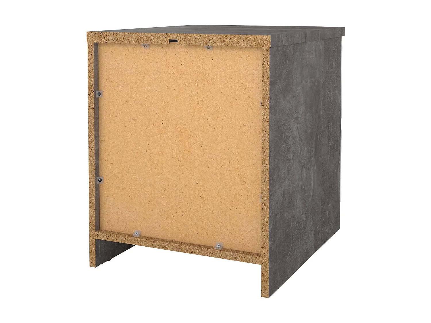 Chevet Azar, Commode basse, Table de nuit, Étagère de chevet, 50x40 h50 cm, Ciment et blanc brillant