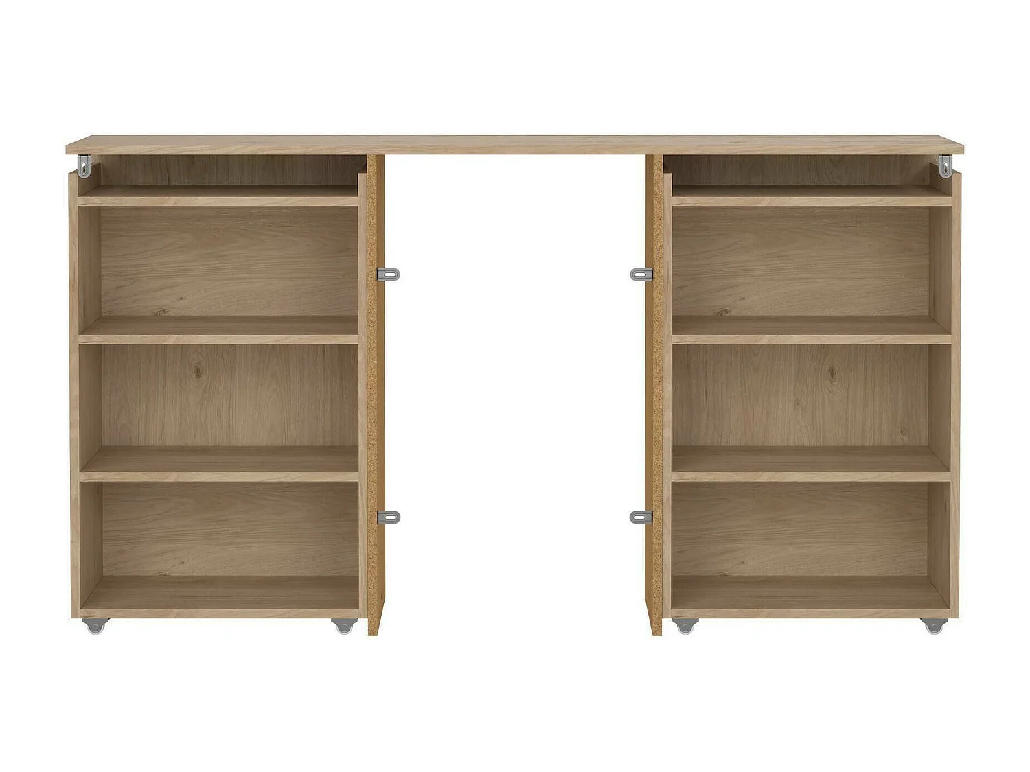 Chevet Arnaboldi, Commode basse, Table de nuit, Étagère de chevet, 145x26 h80 cm, Chêne clair