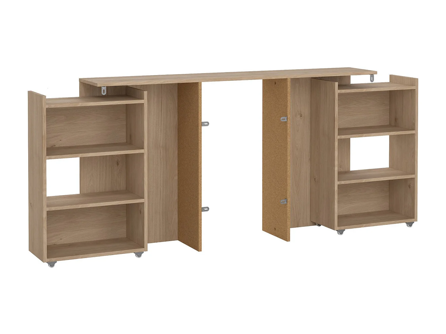 Chevet Arnaboldi, Commode basse, Table de nuit, Étagère de chevet, 145x26 h80 cm, Chêne clair