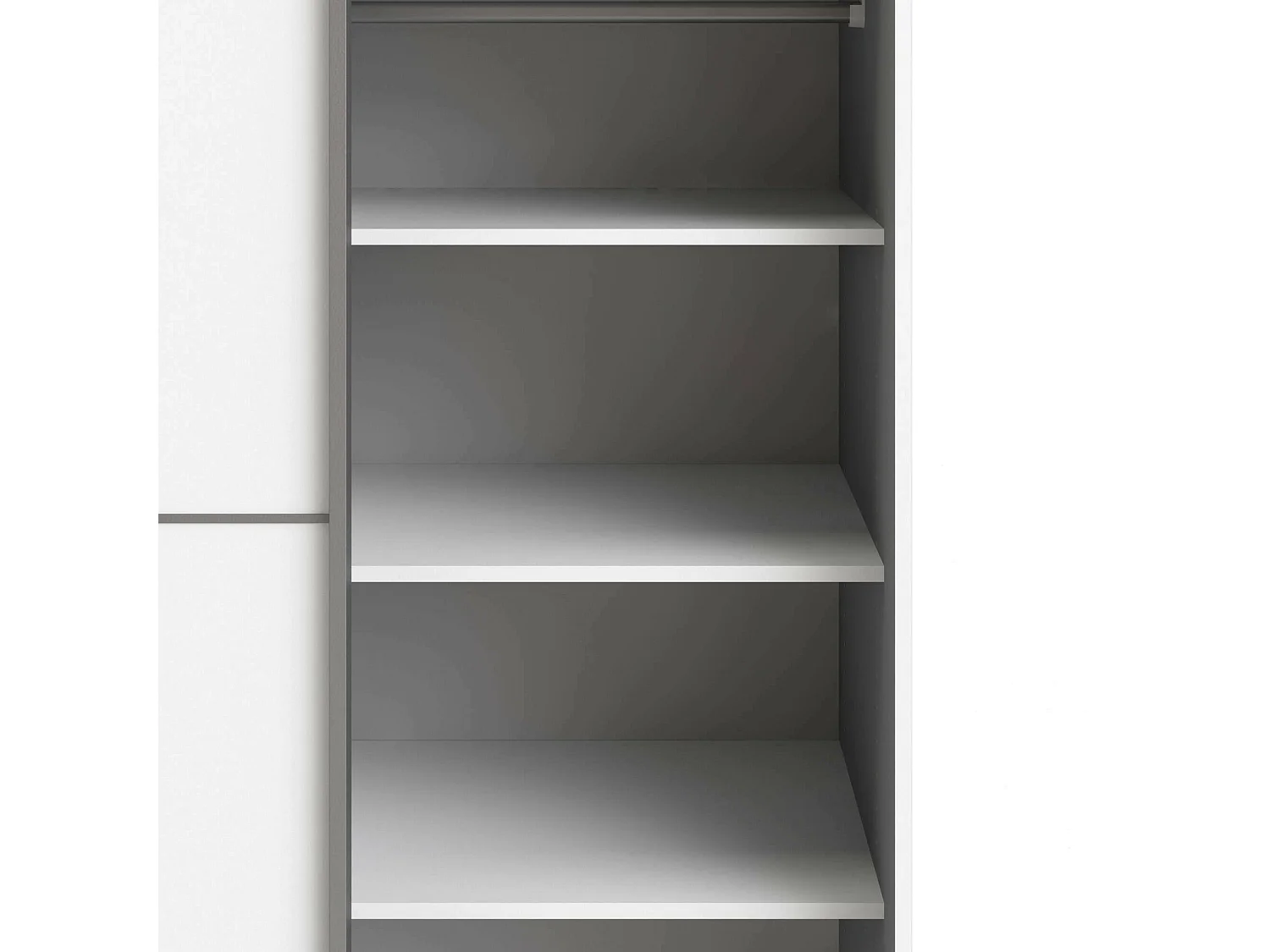 Andriano 2-deurskast, Slaapkamermeubel, Inloopkast, Kledingkast, 122x64 h202 cm, Wit