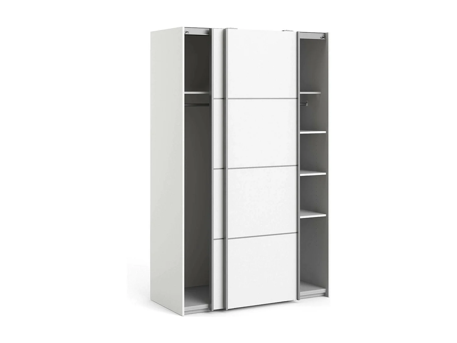 Garde-robe 2 portes Andriano, Meubles de chambre, Penderie de plain-pied, Placard à vêtements, 122x64 h202 cm, Blanc