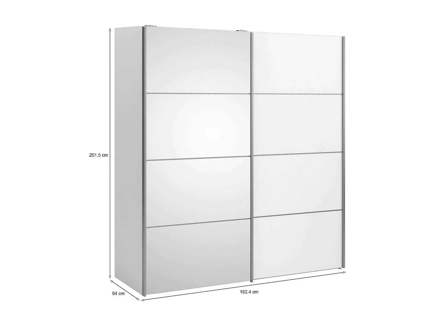 Garde-robe 2 portes Angri, Meubles de chambre, Penderie de plain-pied, Placard à vêtements, 182x64 h202 cm, Blanc