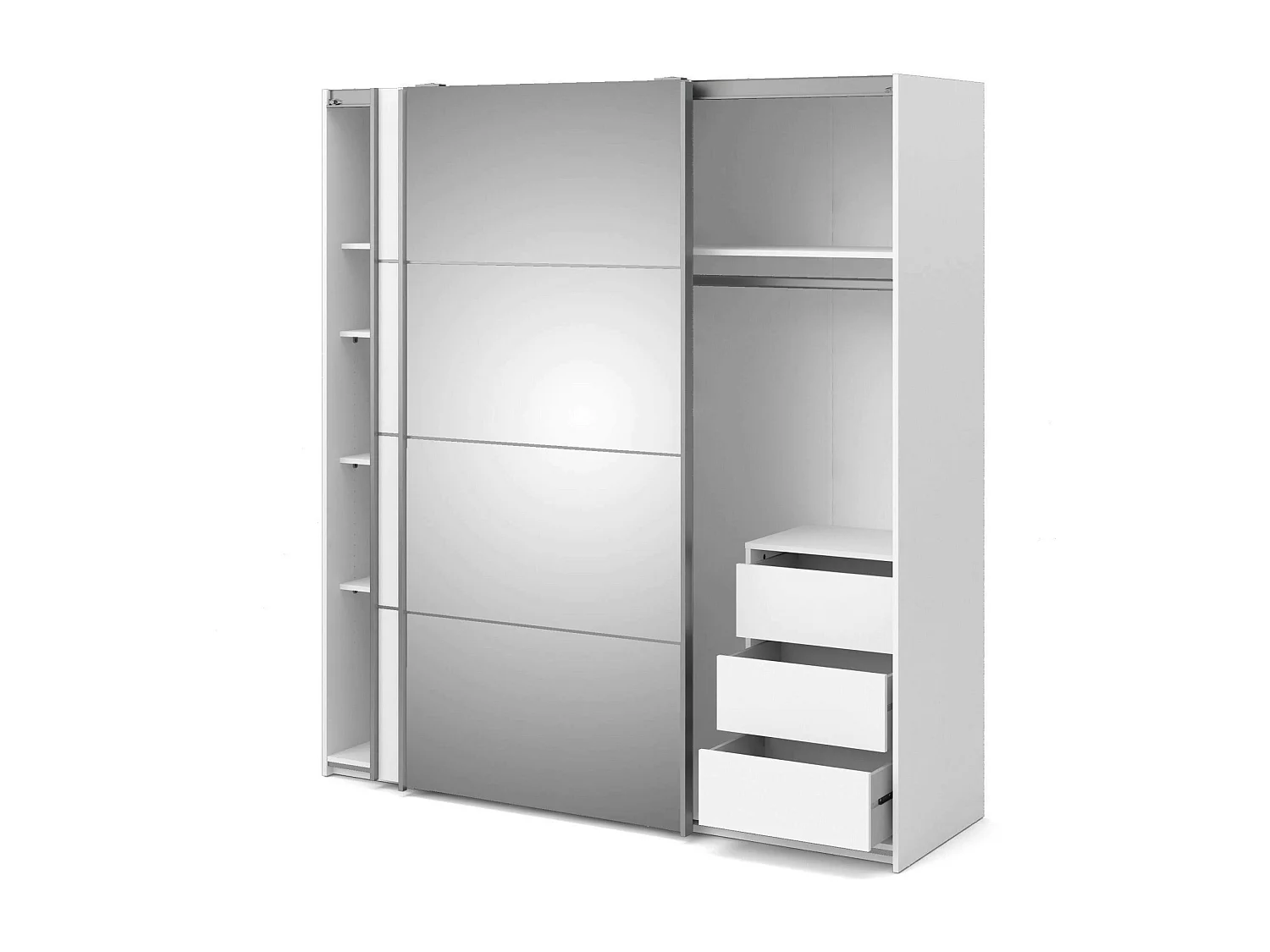 Garde-robe 2 portes Angri, Meubles de chambre, Penderie de plain-pied, Placard à vêtements, 182x64 h202 cm, Blanc