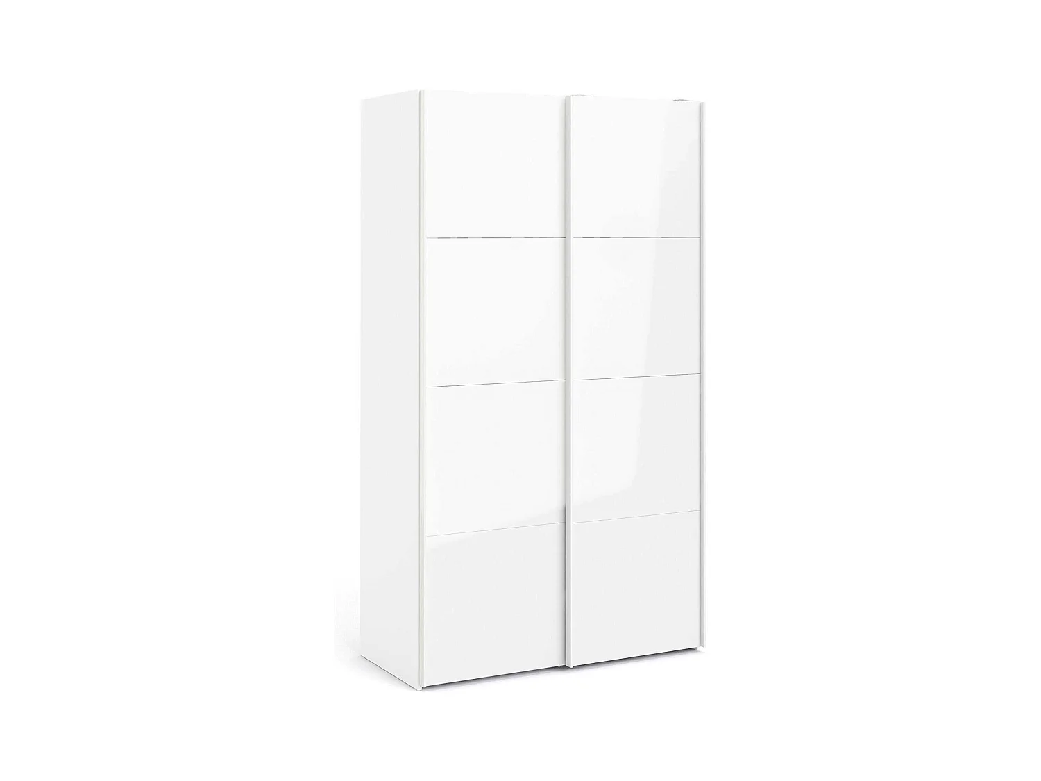 Garde-robe 2 portes Adria, Meubles de chambre, Penderie de plain-pied, Placard à vêtements, 122x62 h220 cm, Blanc brillant