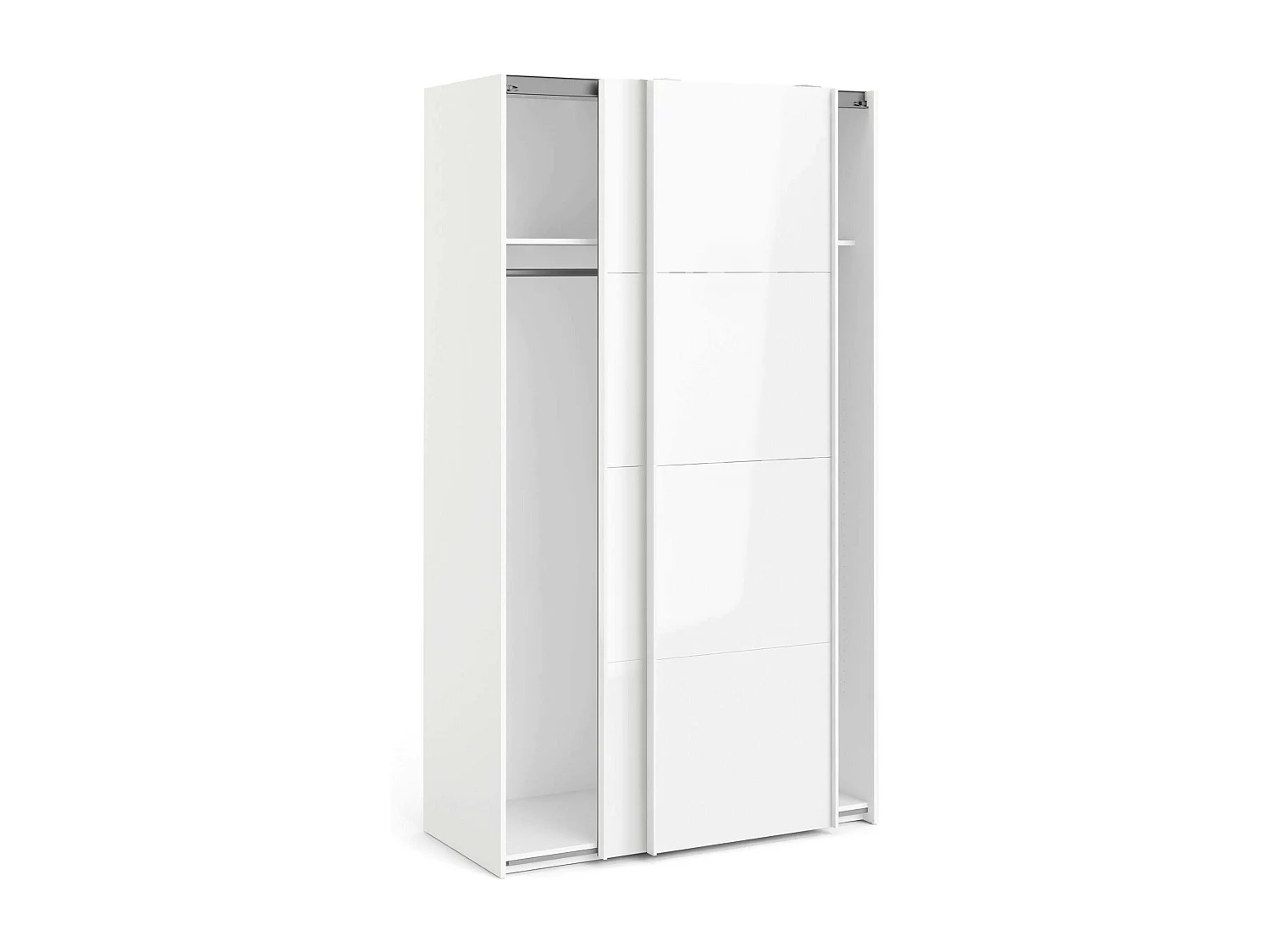 Armario 2 puertas Adria, Muebles de dormitorio, Vestidor, Armario de ropa, 122x62 h220 cm, Blanco brillante