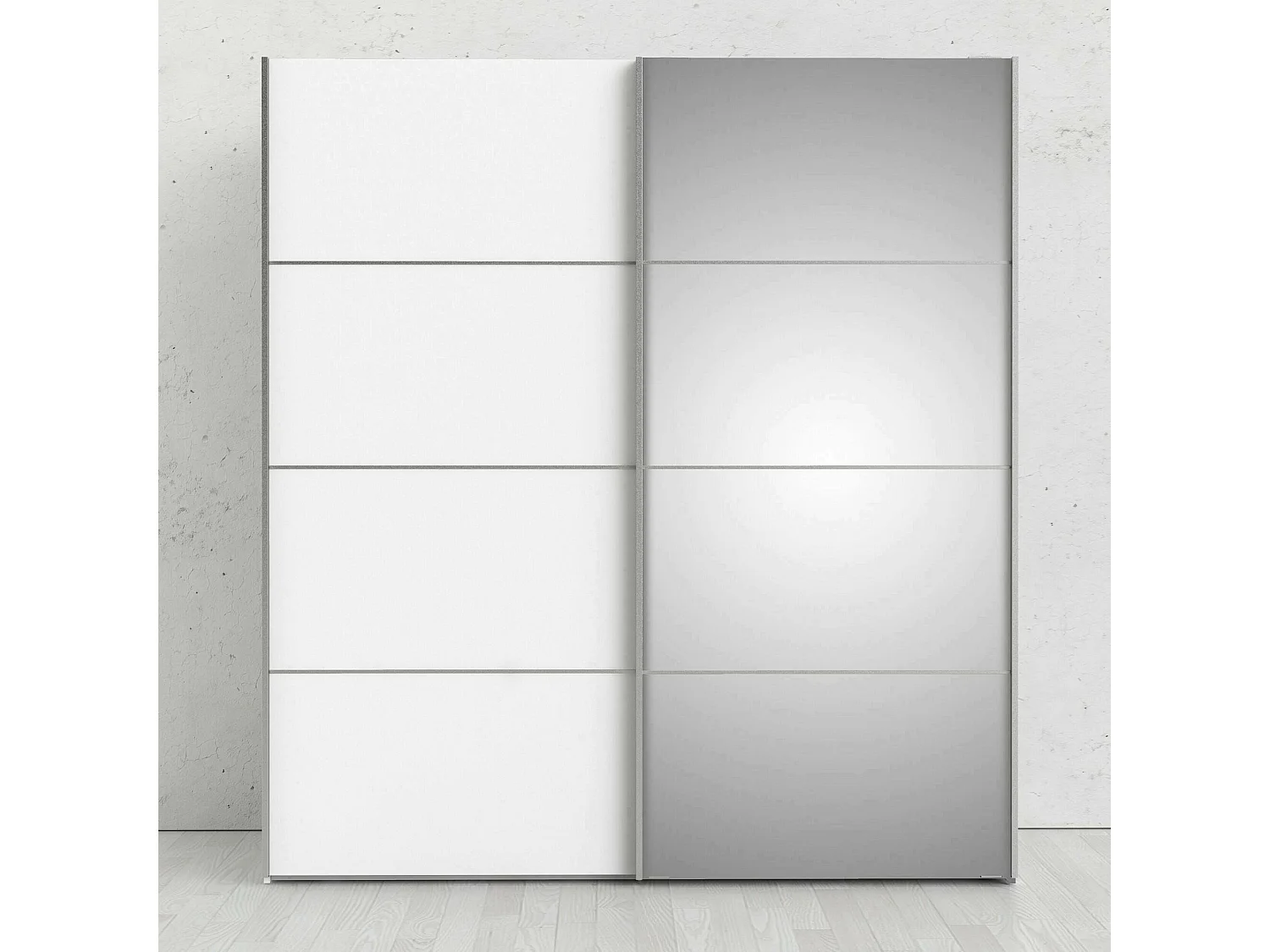 Guardaroba 2 Ante Armento, 4 Ripiani, 64x201.5h cm Bianco, Armadio Camera da Letto