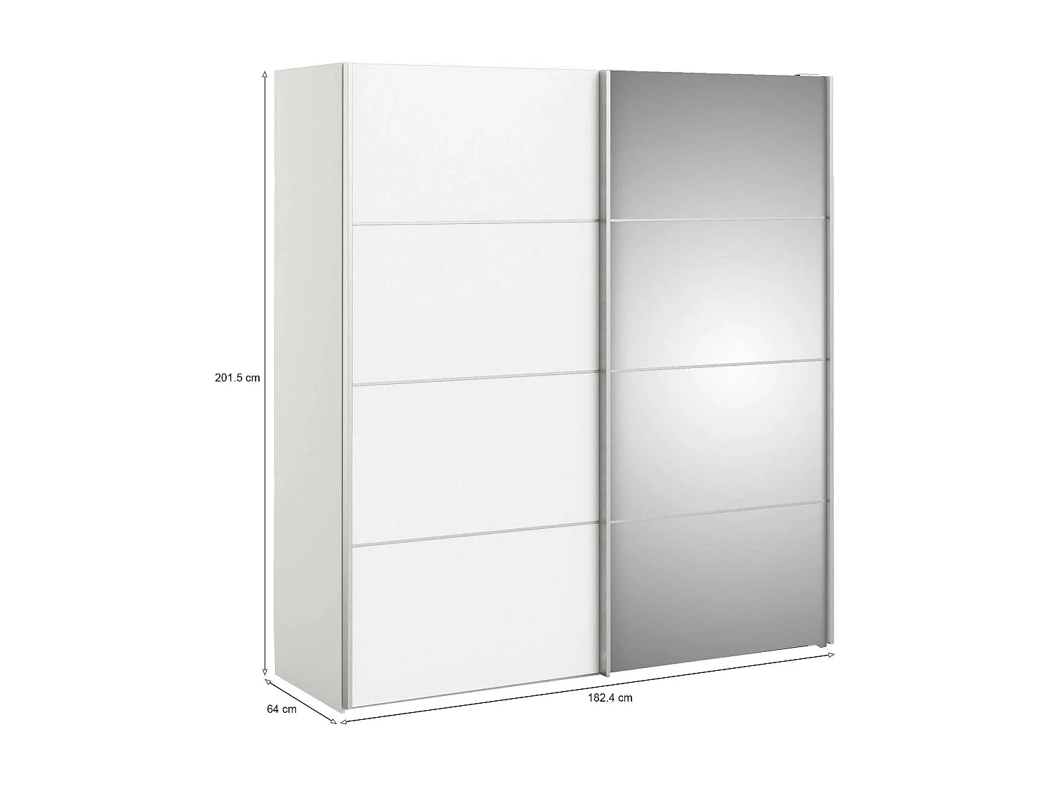 Garde-robe 2 portes Astrée, Meubles de chambre, Penderie de plain-pied, Placard à vêtements, 182x64 h202 cm, Blanc