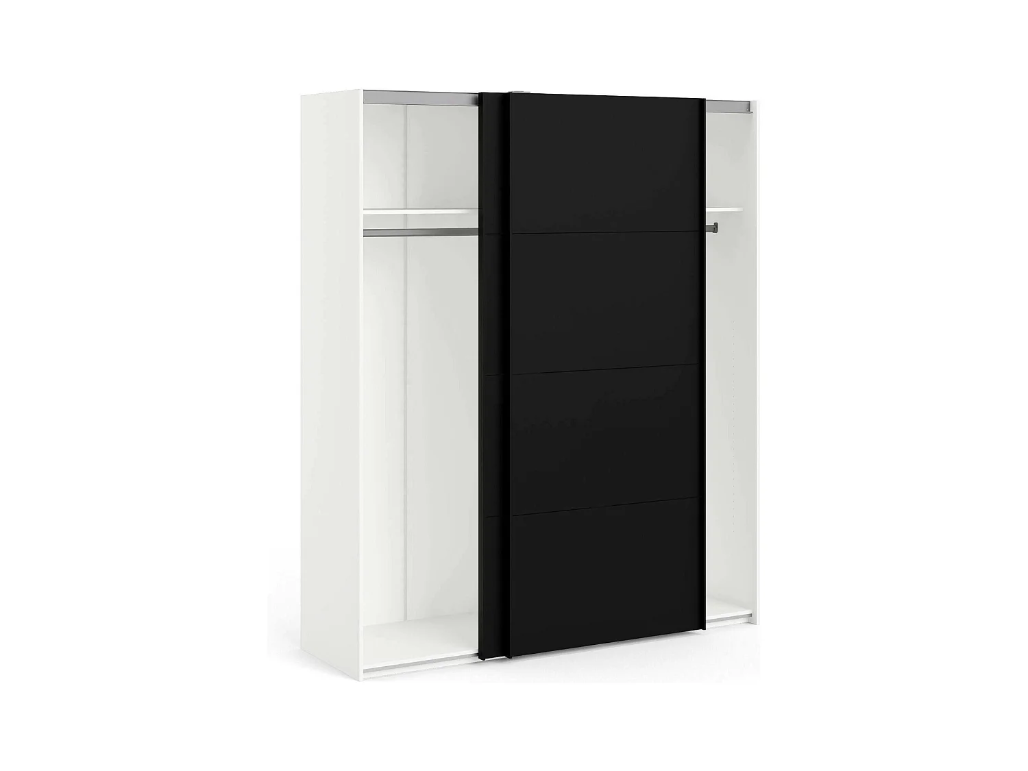 Garde-robe 2 portes Portlouis, Meubles de chambre, Penderie de plain-pied, Placard à vêtements, 182x62 h220 cm, Noir et Blanc