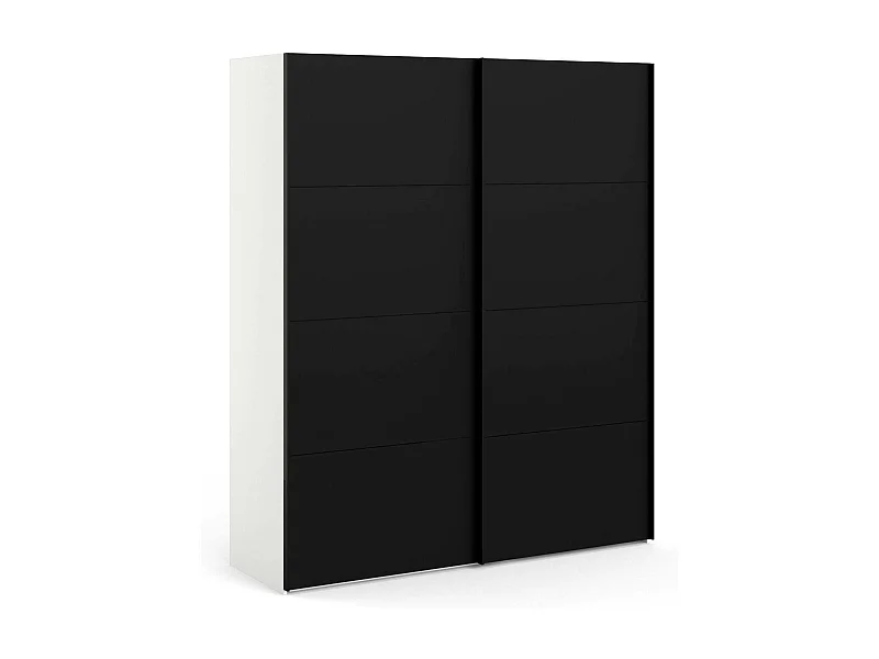 Kleiderschrank 2 Türen Portlouis, Schlafzimmermöbel, Schrank, Garderobe, 182x62 h220 cm, Schwarz und WeiÃŸ