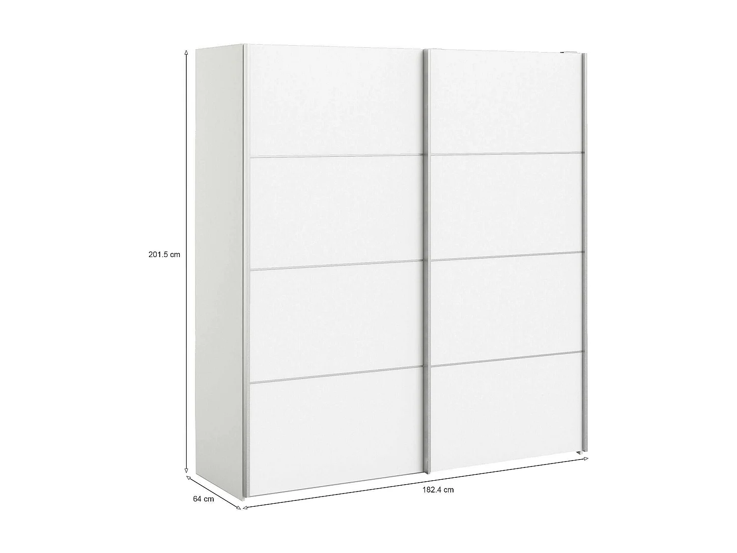 Garde-robe 2 portes Attilio, Meubles de chambre, Penderie de plain-pied, Placard à vêtements, 182x64 h202 cm, Blanc