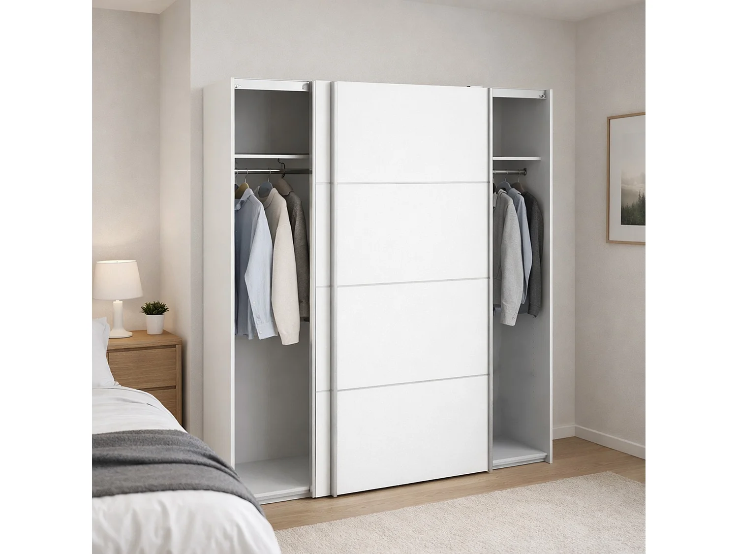 Armário Attilio de 2 portas, Móveis de quarto, Armário, Armário, 182x64 h202 cm, Branco