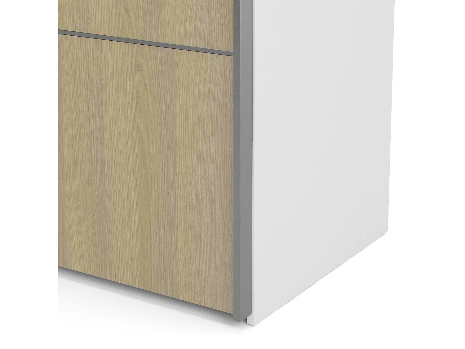 Garde-robe 2 portes Accadia, Meubles de chambre, Penderie de plain-pied, Placard à vêtements, 182x64 h202 cm, Chêne et Blanc