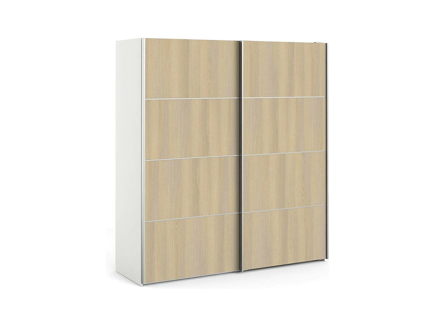 Garde-robe 2 portes Accadia, Meubles de chambre, Penderie de plain-pied, Placard à vêtements, 182x64 h202 cm, Chêne et Blanc
