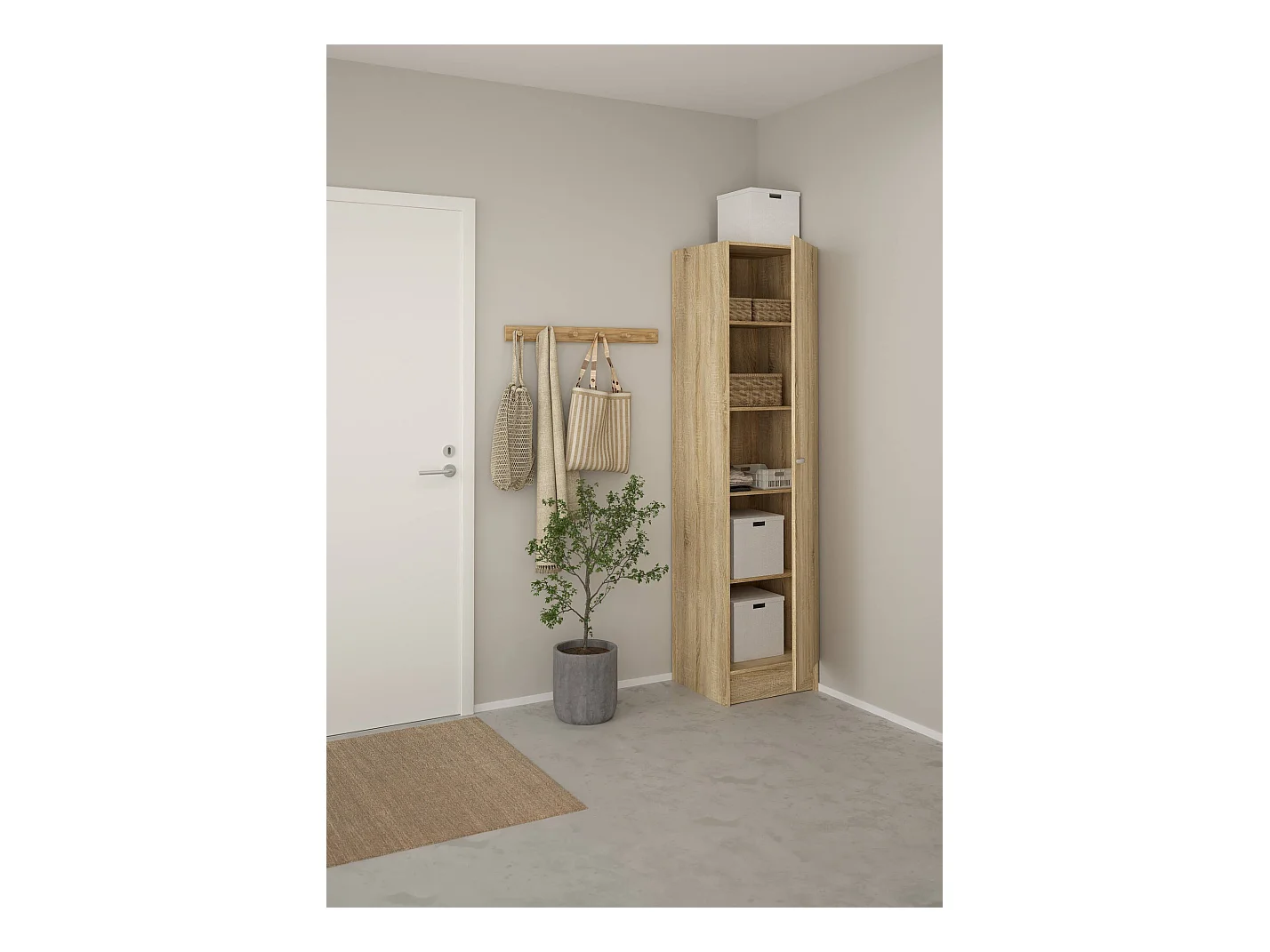 Grande Garde-robe Airone, Meubles de chambre, Penderie de plain-pied, Placard à vêtements, 49x47 h200 cm, Chêne