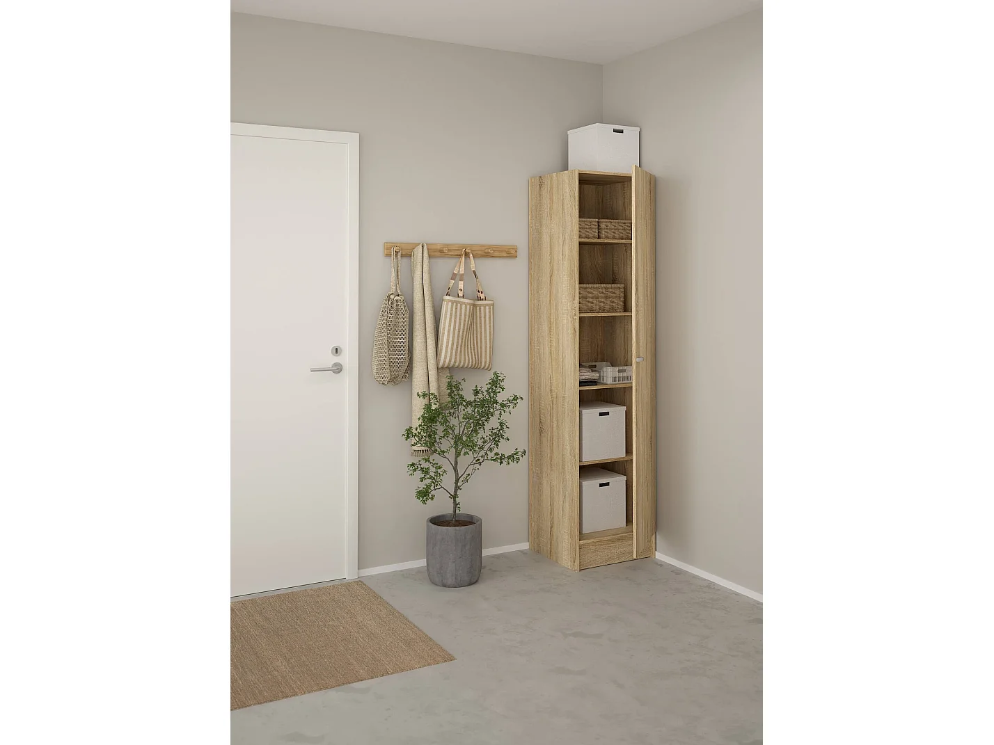 Grande guarda-roupa Airone, mobiliário de quarto, roupeiro, roupeiro, 49x47 h200 cm, carvalho