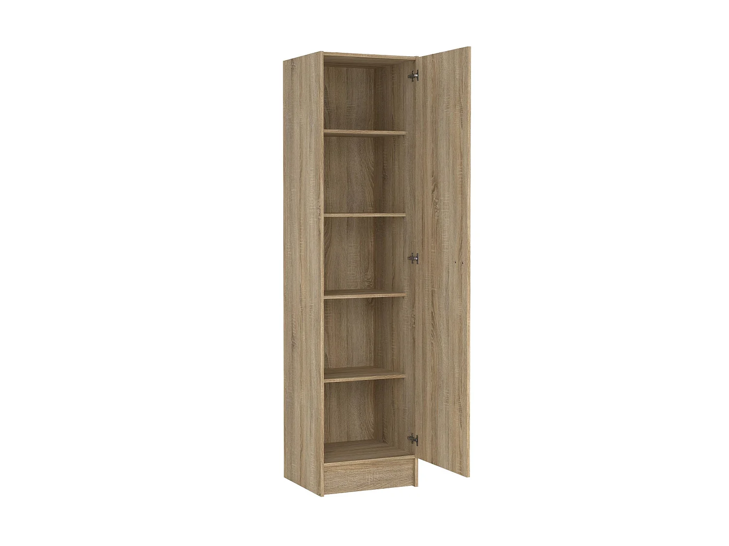 Armoire 1 porte Héron, penderie, chêne brun, 4 étagères, 1 porte