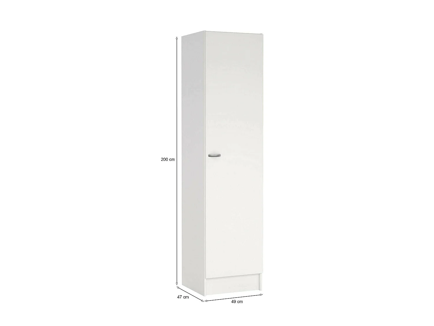 Armario Airone de 1 puerta, perchero, blanco, 4 estantes, apertura abatible