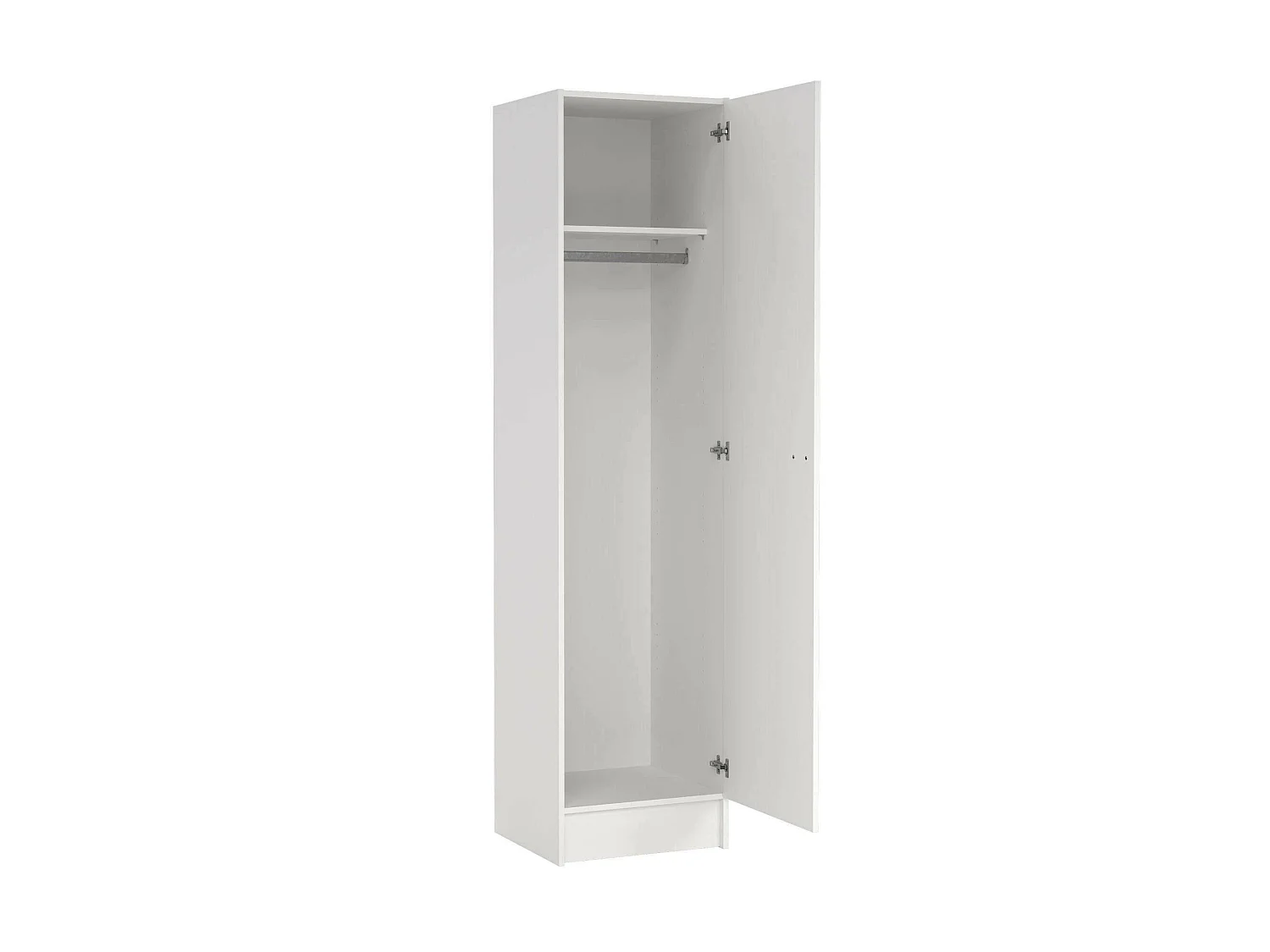 Armario Airone de 1 puerta, perchero, blanco, 4 estantes, apertura abatible