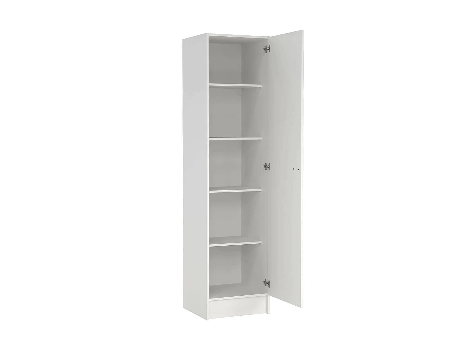 Armario Airone de 1 puerta, perchero, blanco, 4 estantes, apertura abatible
