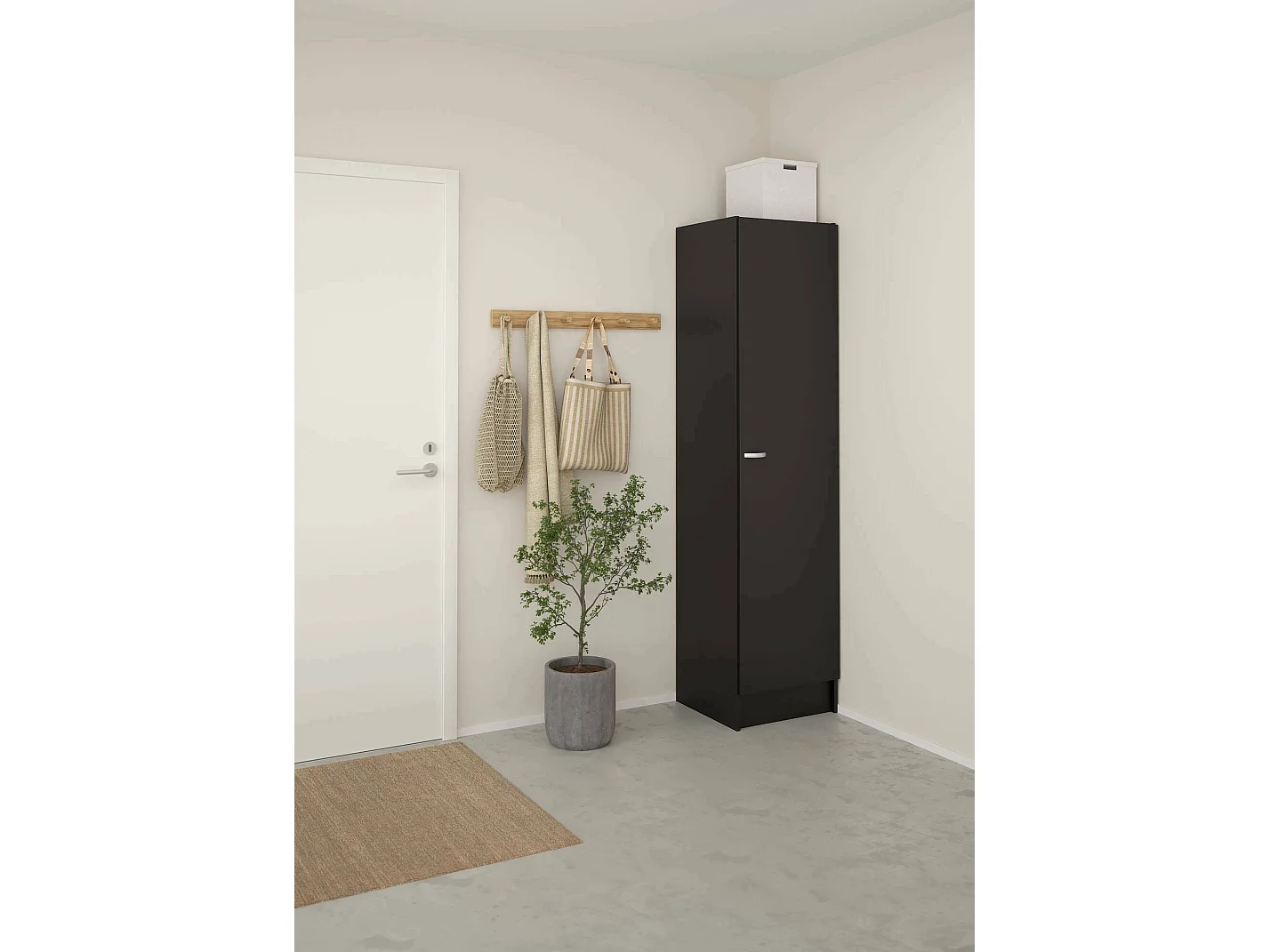 Grande Garde-robe Airone, Meubles de chambre, Penderie de plain-pied, Placard à vêtements, 49x47 h200 cm, Noir