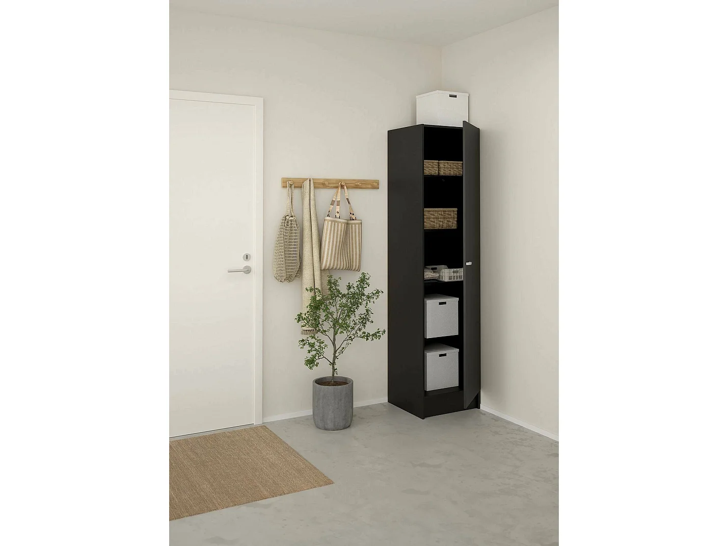 Grande Garde-robe Airone, Meubles de chambre, Penderie de plain-pied, Placard à vêtements, 49x47 h200 cm, Noir