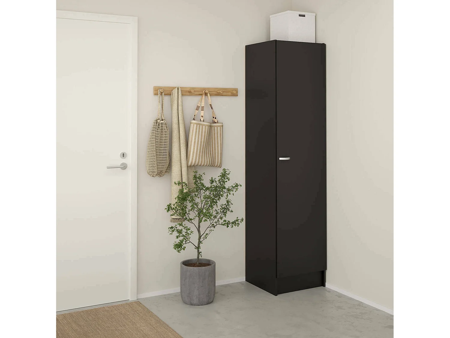 Grote Airone kledingkast, Slaapkamermeubel, Inloopkast, Kledingkast, 49x47 h200 cm, Zwart