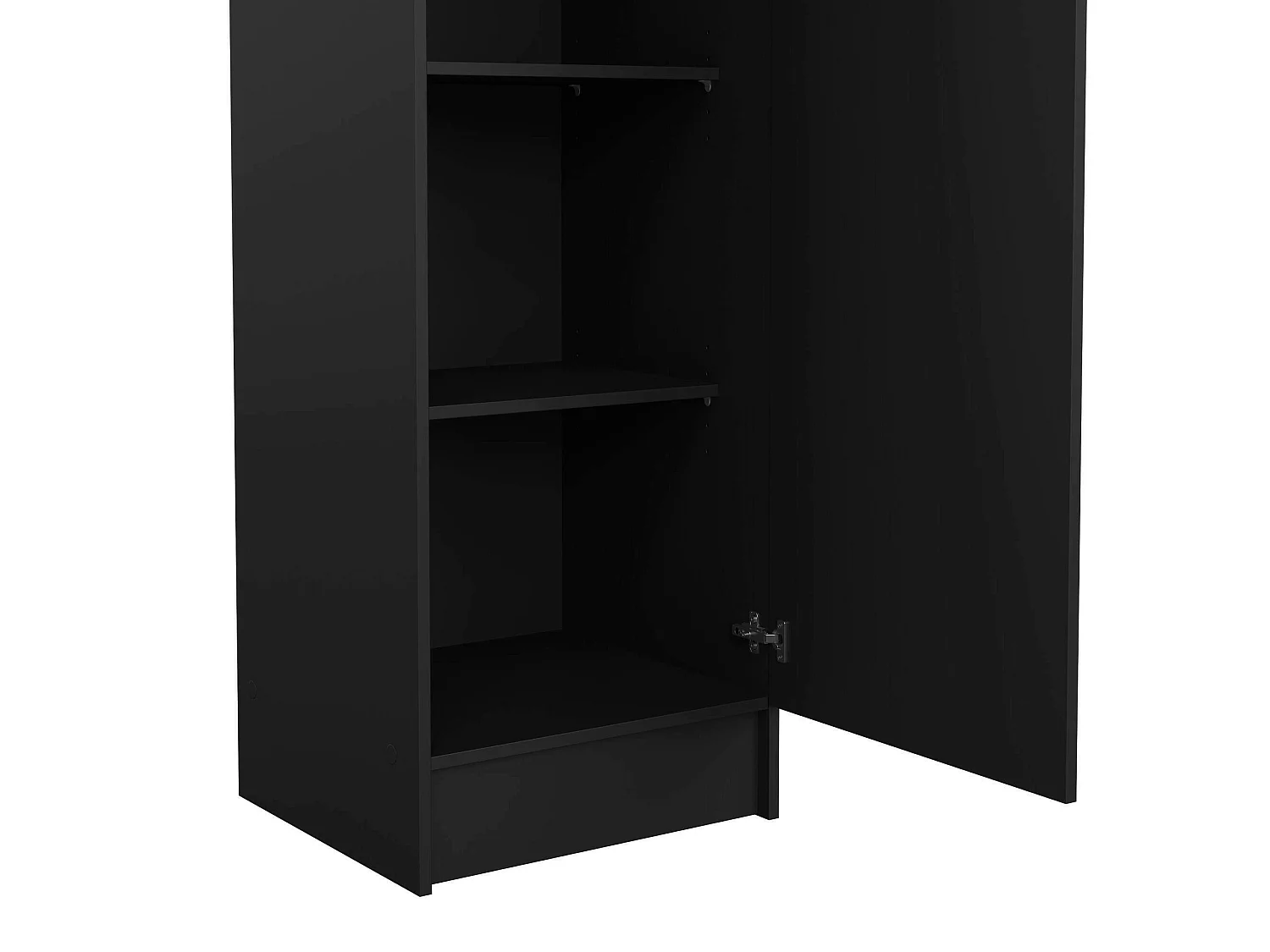 Kleiderschrank 1 Tür Airone, Kleiderstange, Schwarz, 4 Ablagen, Drehtür