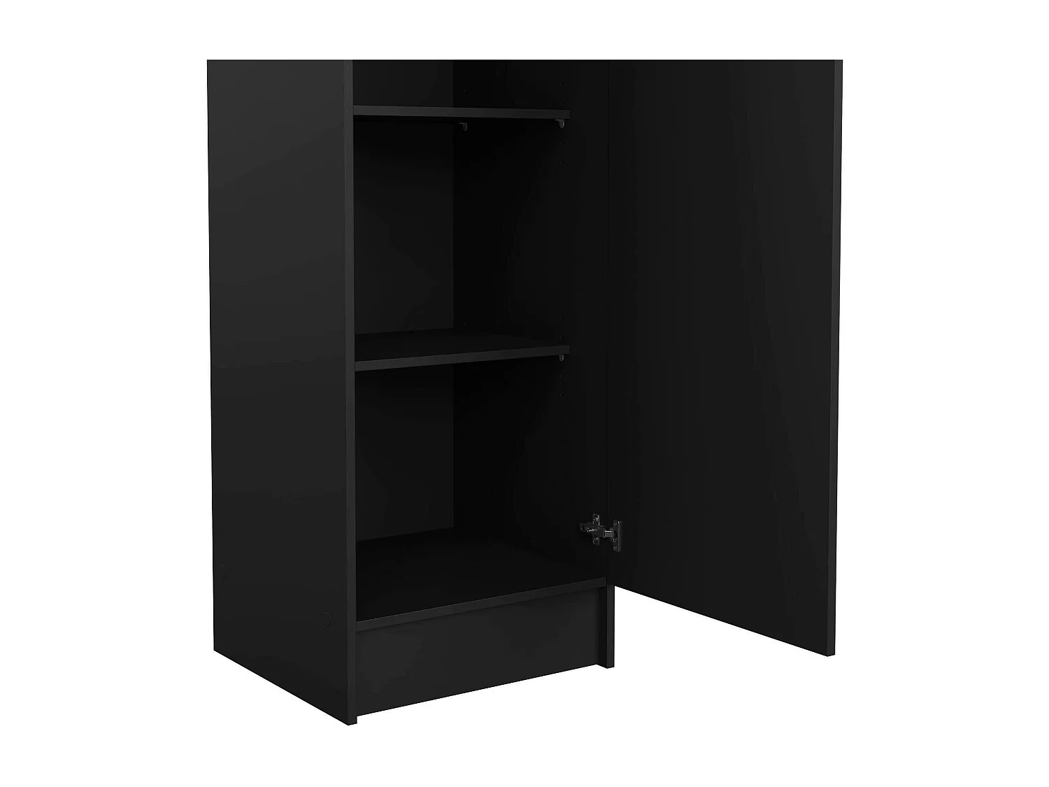 Armoire 1 porte Airone, penderie, noir, 4 étagères, ouverture battante