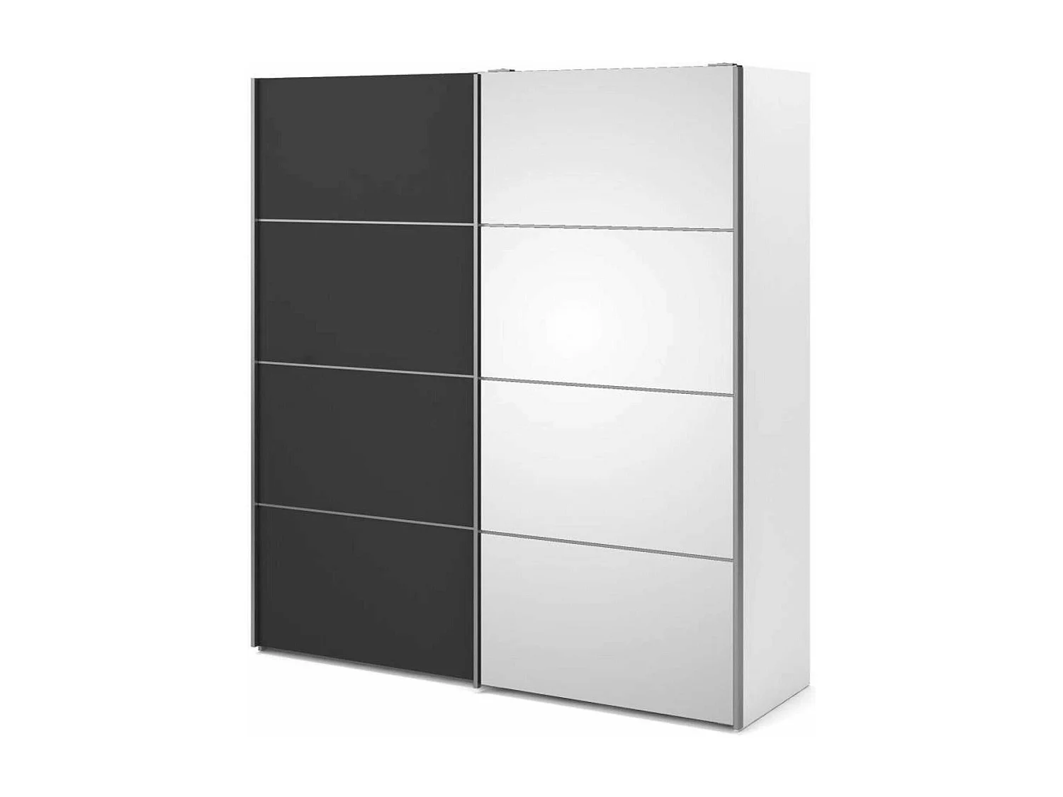 Garde-robe 2 portes Angri, Meubles de chambre, Penderie de plain-pied, Placard à vêtements, 182x64 h202 cm, Blanc et gris