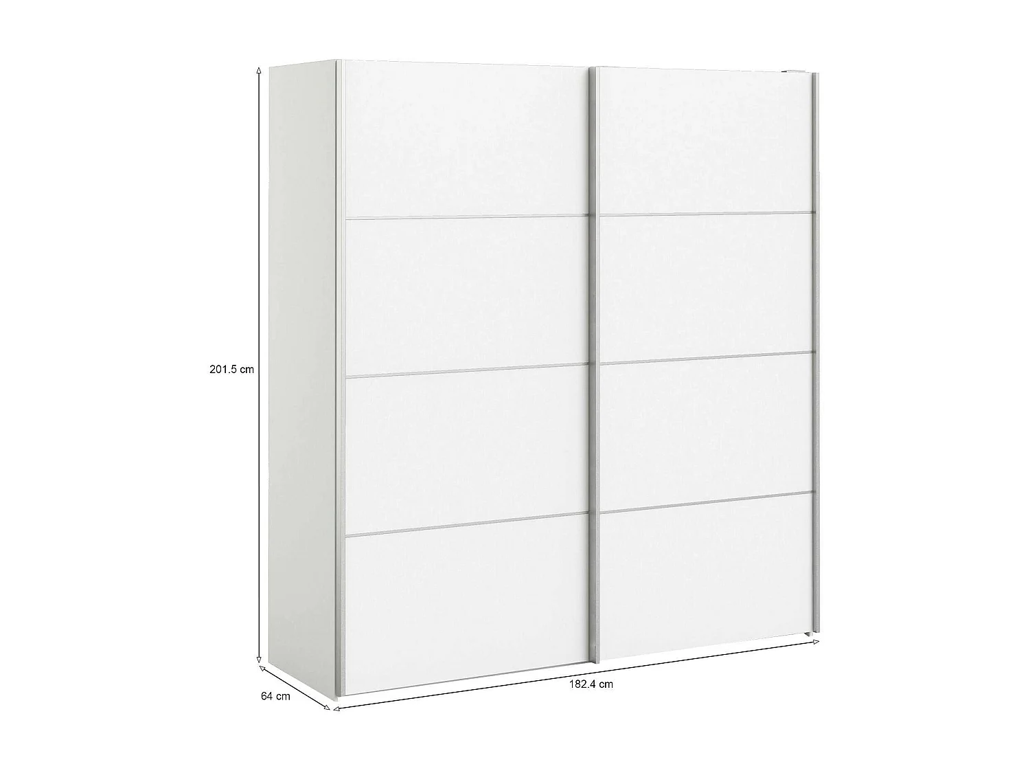 Dmora - Guardaroba 2 ante Accadia, 182x64 h202 cm, Bianco