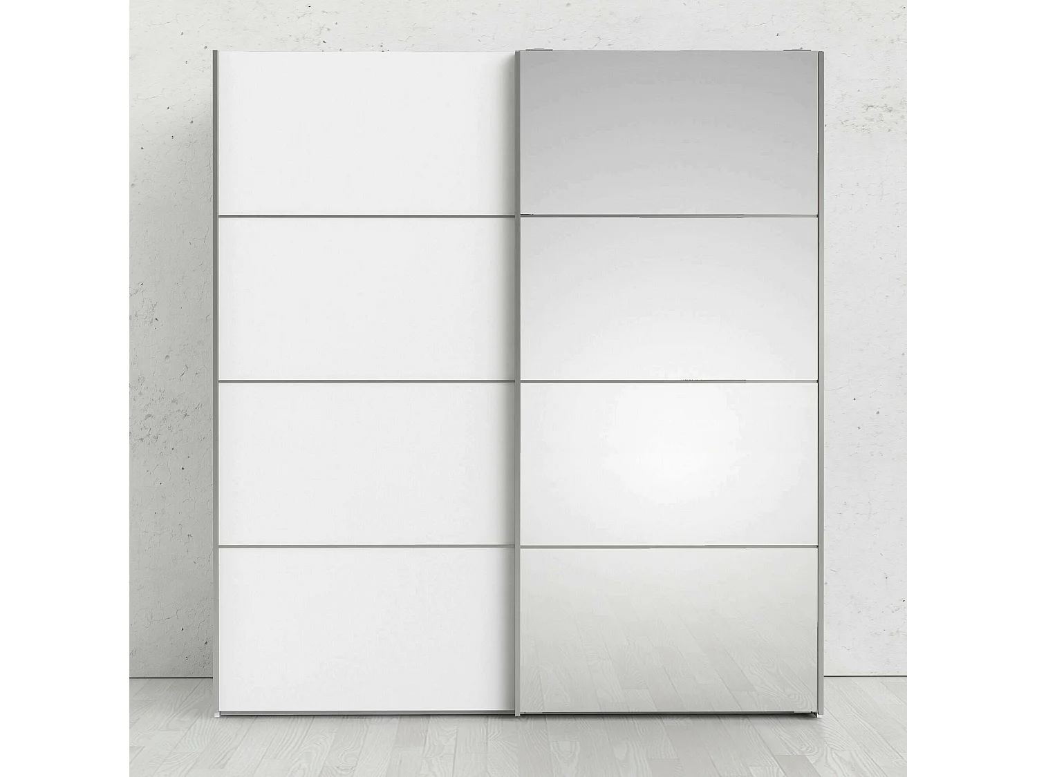 Cerreto 2-deurskast, Slaapkamermeubel, Inloopkast, Kledingkast, 182x64 h202 cm, Wit