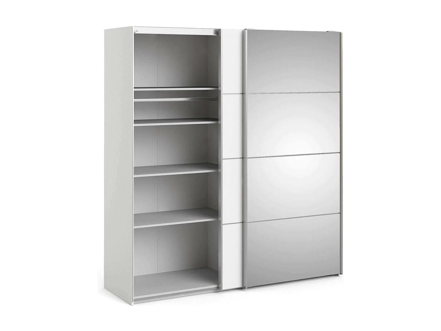 Cerreto 2-deurskast, Slaapkamermeubel, Inloopkast, Kledingkast, 182x64 h202 cm, Wit