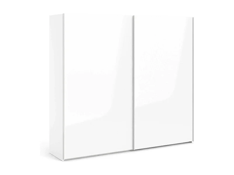 Armario 2 puertas Badesse, Muebles de dormitorio, Vestidor, Armario de ropa, 243x61 h220 cm, Blanco brillante