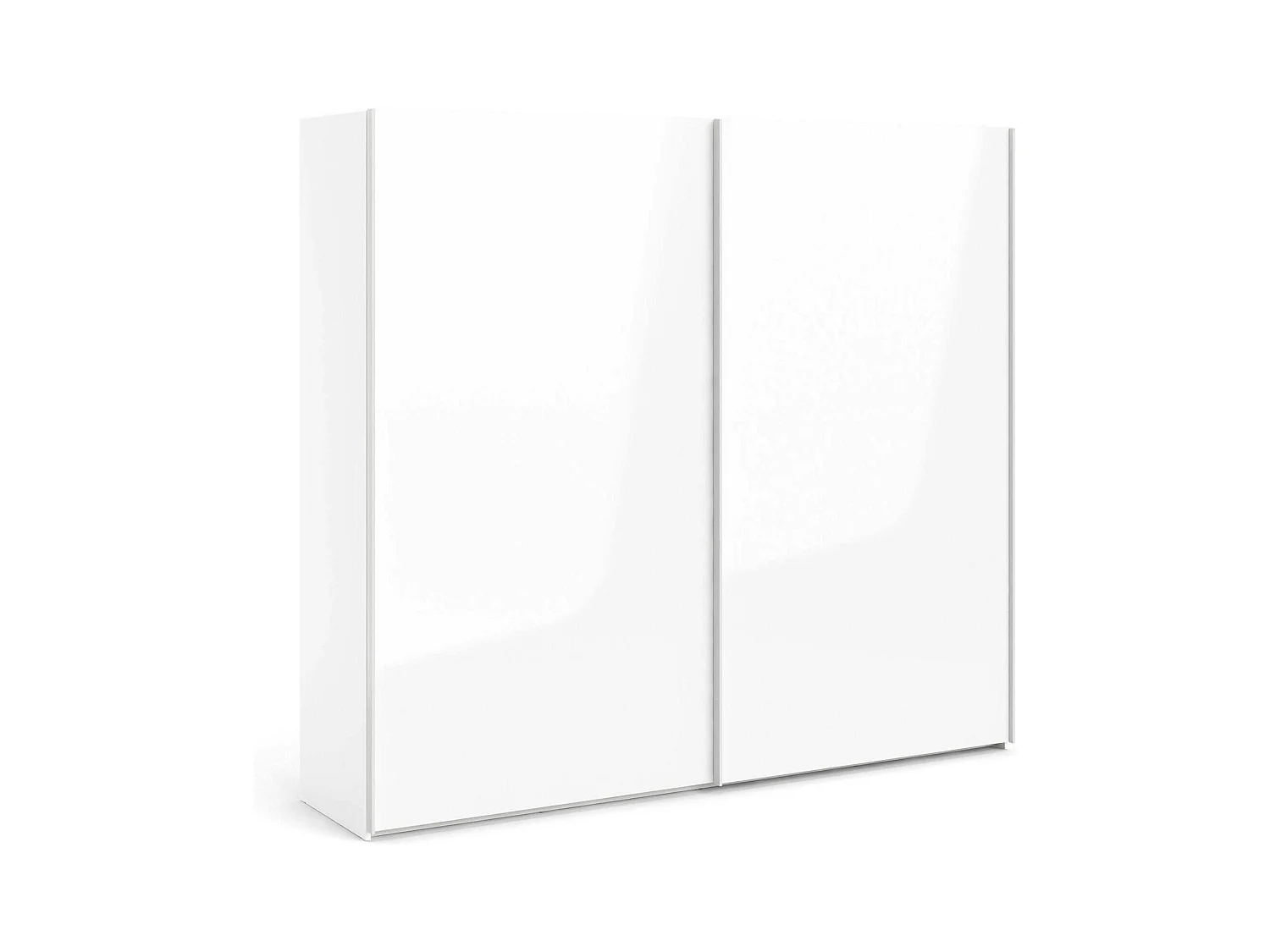 Garde-robe 2 portes Badesse, Meubles de chambre, Penderie de plain-pied, Placard à vêtements, 243x61 h220 cm, Blanc brillant