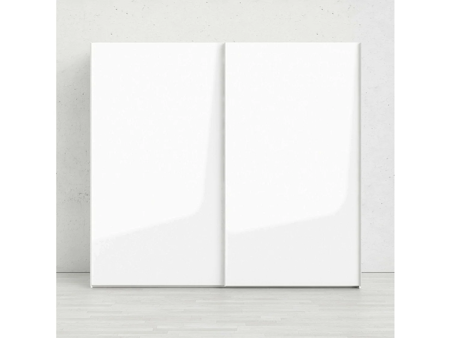 Dmora - Guardaroba 2 ante Badesse, 243x61 h220 cm, Bianco lucido