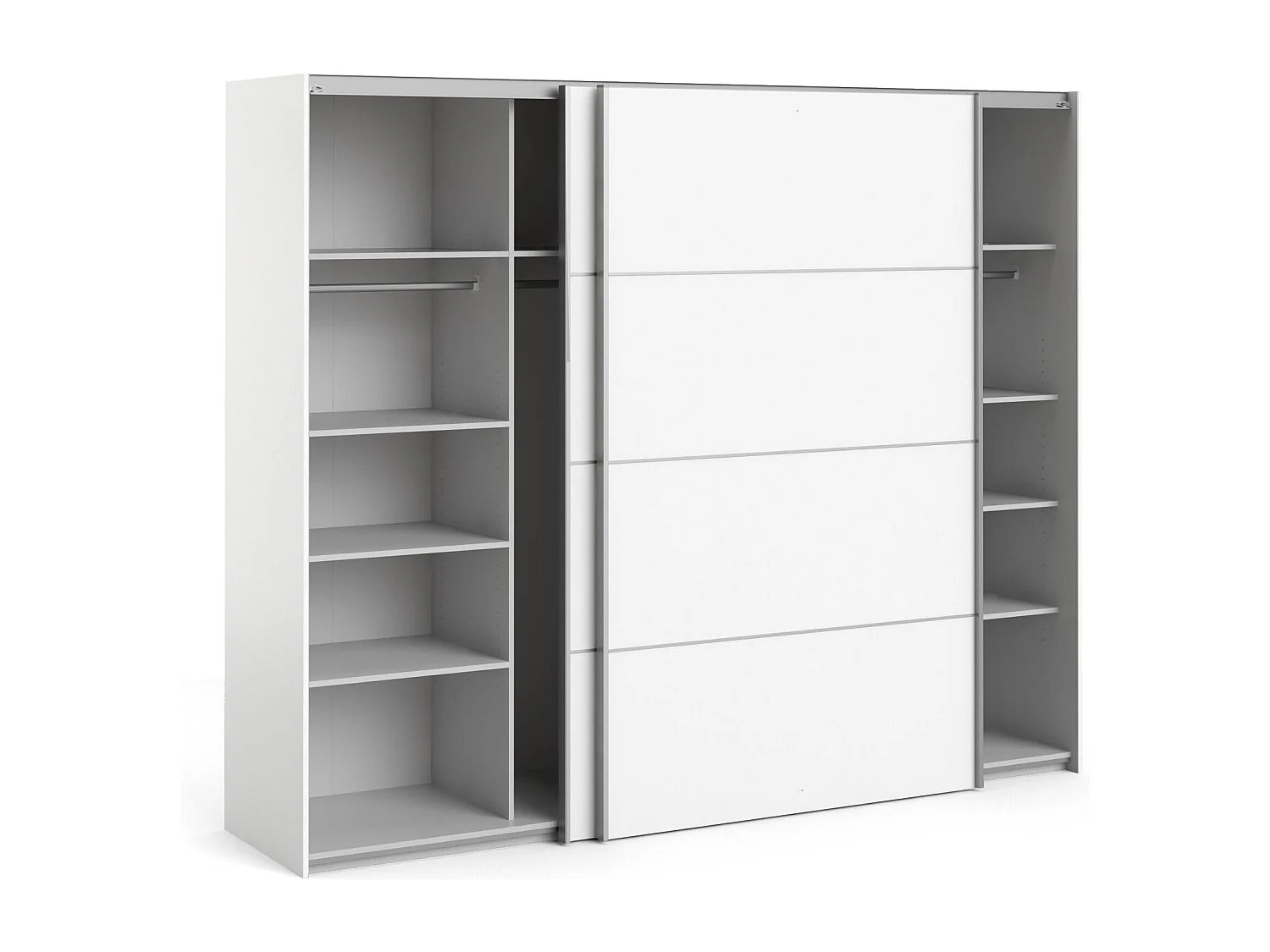 Garde-robe 2 portes Avelengo, Meubles de chambre, Penderie de plain-pied, Placard à vêtements, 243x64 h202 cm, Blanc