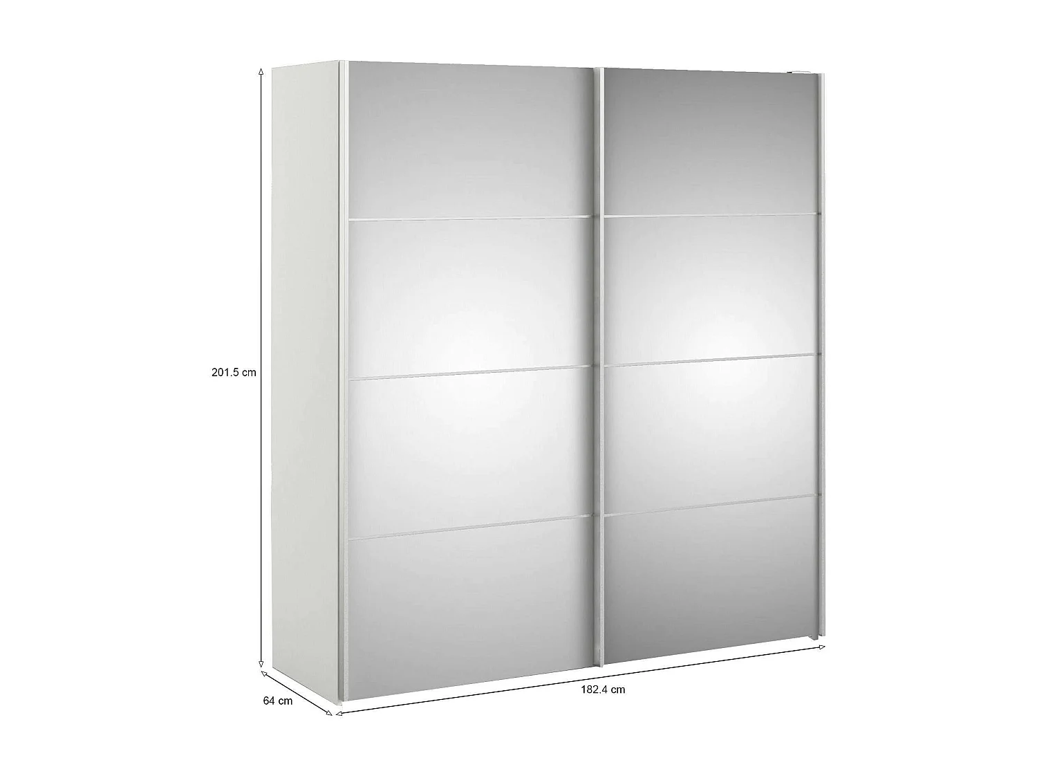 Bema 2-deurskast, Slaapkamermeubel, Inloopkast, Kledingkast, 182x64 h202 cm, Wit