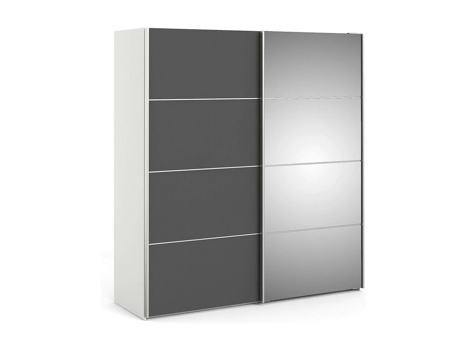Kleiderschrank 2 Türen Astrée, Schlafzimmermöbel, Schrank, Garderobe, 182x64 h202 cm, WeiÃŸ und Grau