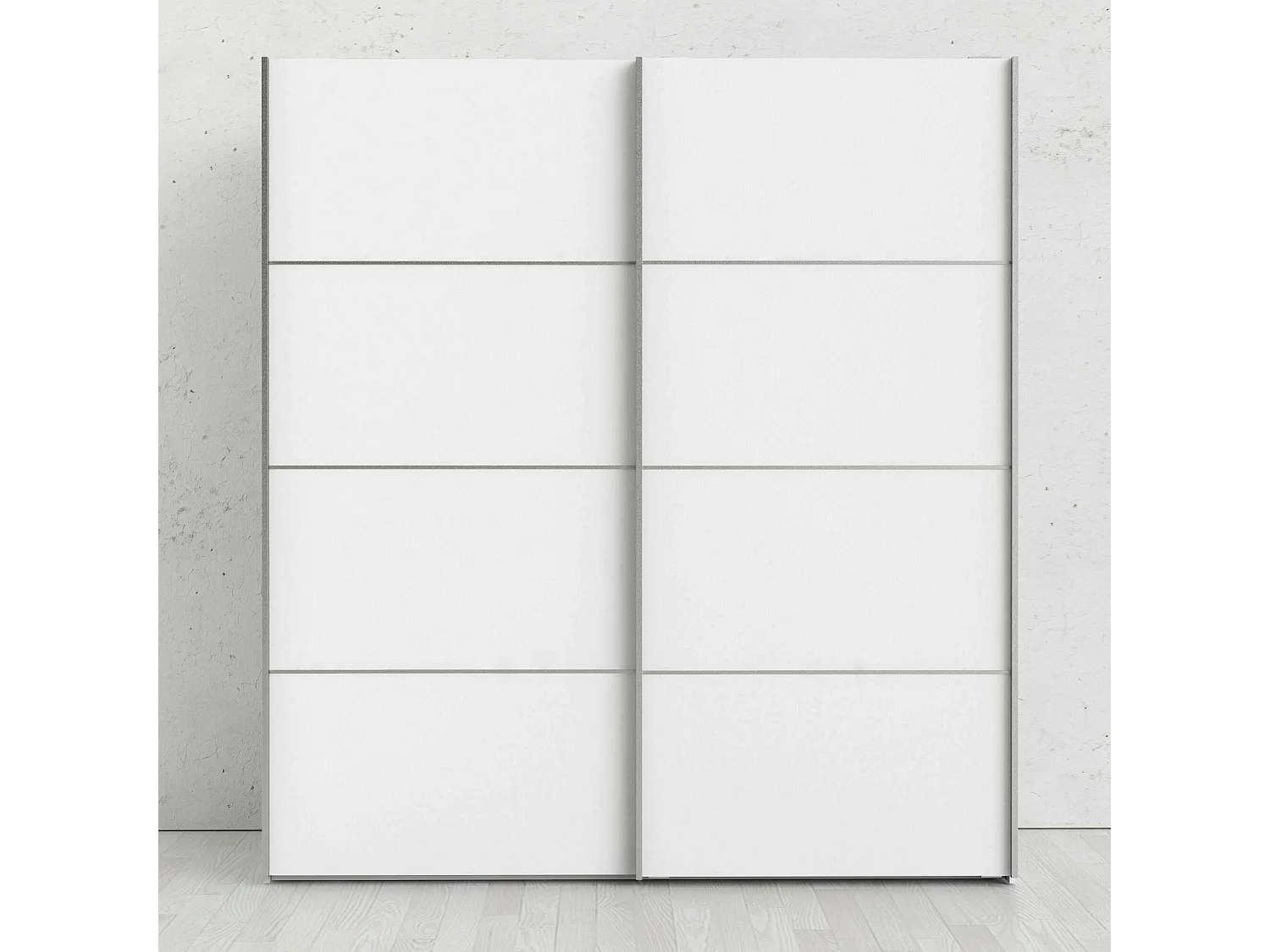 Garde-robe 2 portes Cassano, Meubles de chambre, Penderie de plain-pied, Placard à vêtements, 182x64 h202 cm, Blanc