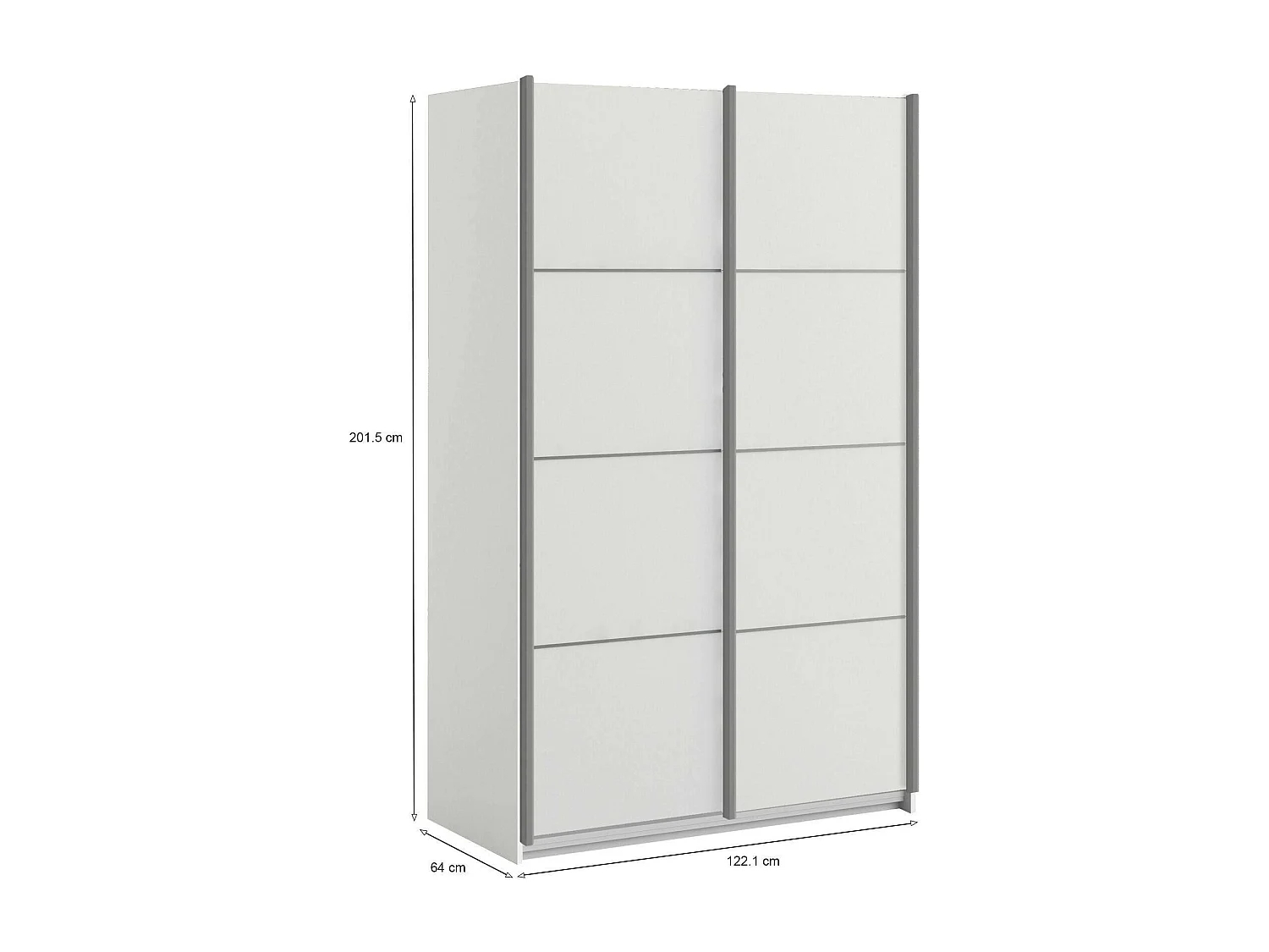 Garde-robe 2 portes NancyWake, Meubles de chambre, Penderie de plain-pied, Placard à vêtements, 122x64 h202 cm, Blanc