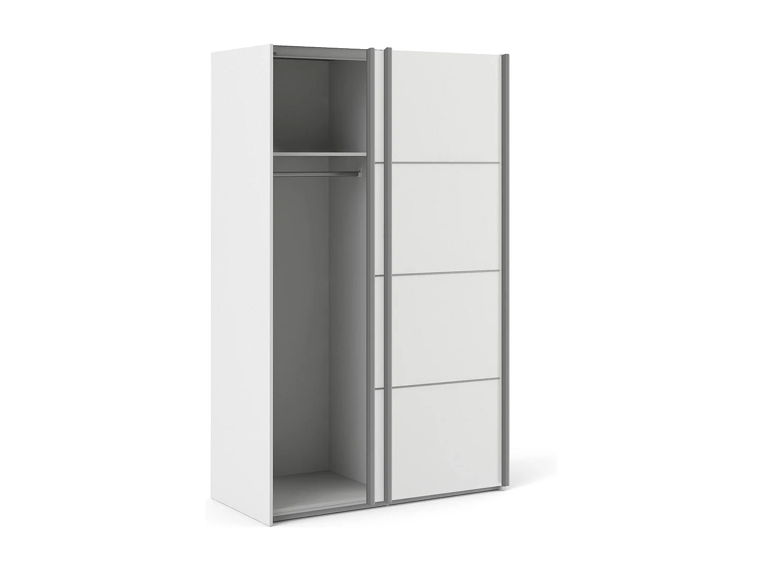 Garde-robe 2 portes NancyWake, Meubles de chambre, Penderie de plain-pied, Placard à vêtements, 122x64 h202 cm, Blanc