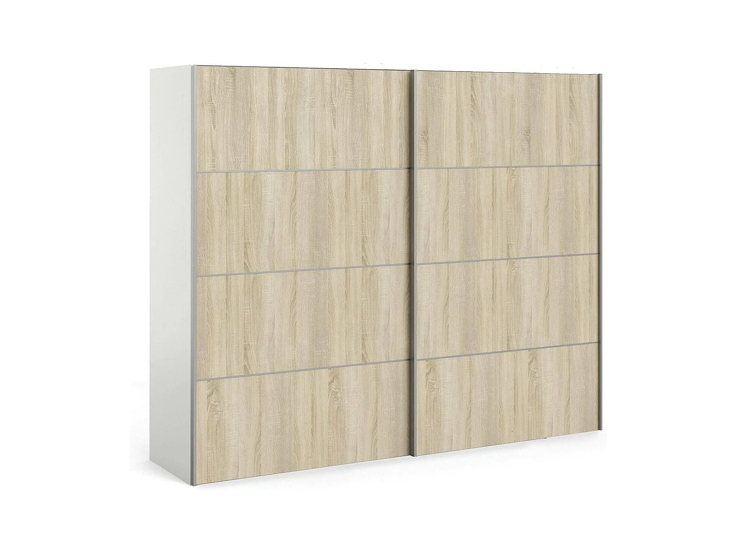 Kleiderschrank 2 Türen Acerno, Schlafzimmermöbel, Schrank, Garderobe, 243x64 h202 cm, WeiÃŸ und Eiche
