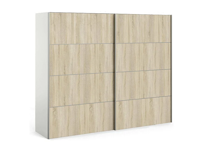 Kleiderschrank 2 Türen Acerno, Schlafzimmermöbel, Schrank, Garderobe, 243x64 h202 cm, WeiÃŸ und Eiche